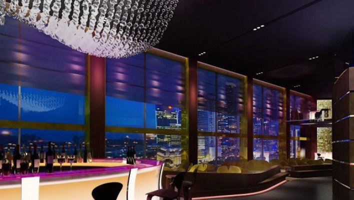 Night time view from the New Asia Bar Singapore